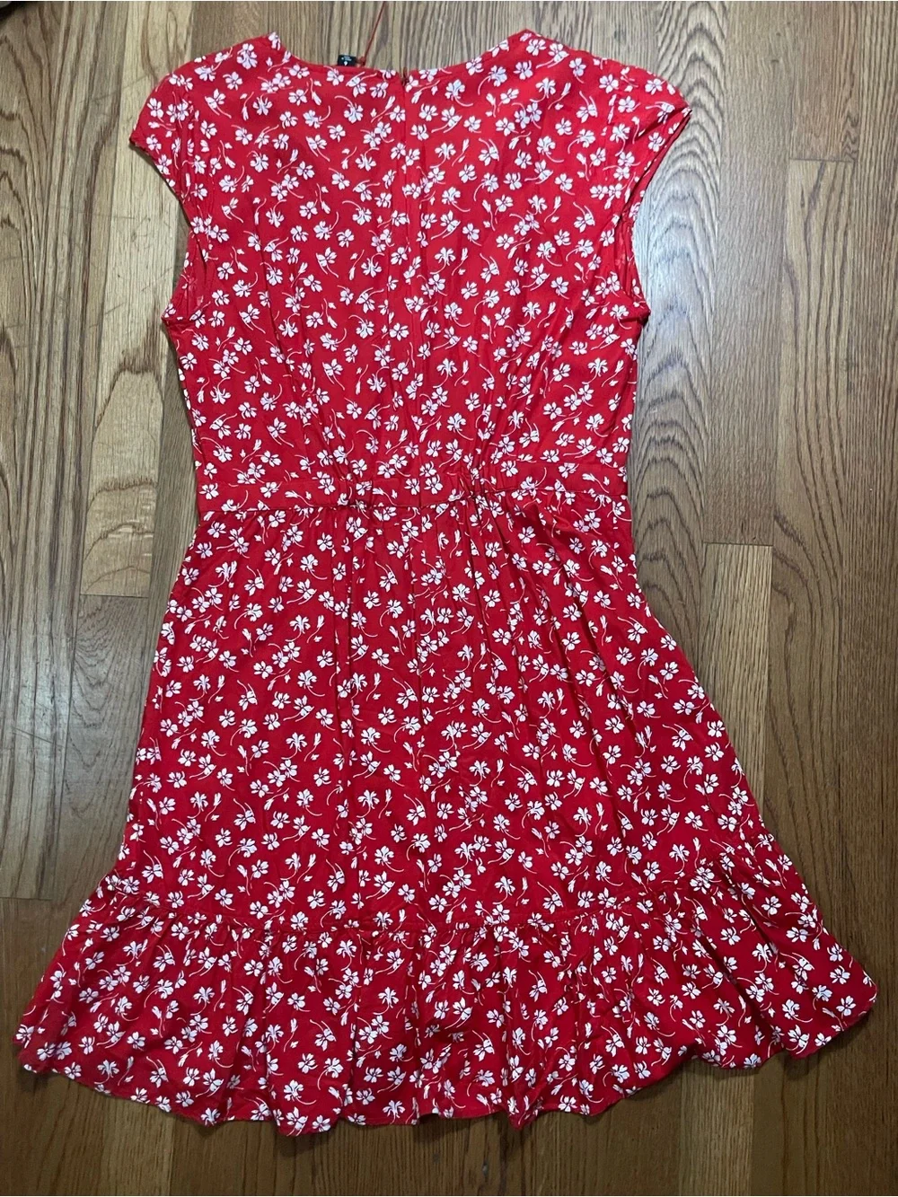 J. Crew Red Floral Wrap-Style Mini Dress